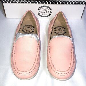 Driver Club USA Cape May Size 6 Pink Leather Slip On Driving Mocs Loafers New